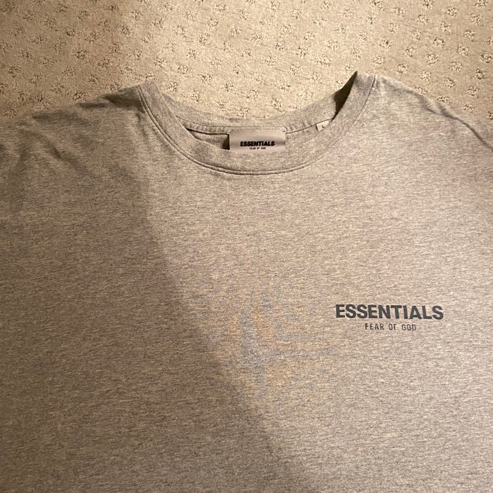 Essentials Men's Light Gray Crewneck T-Shirt with Chest Logo